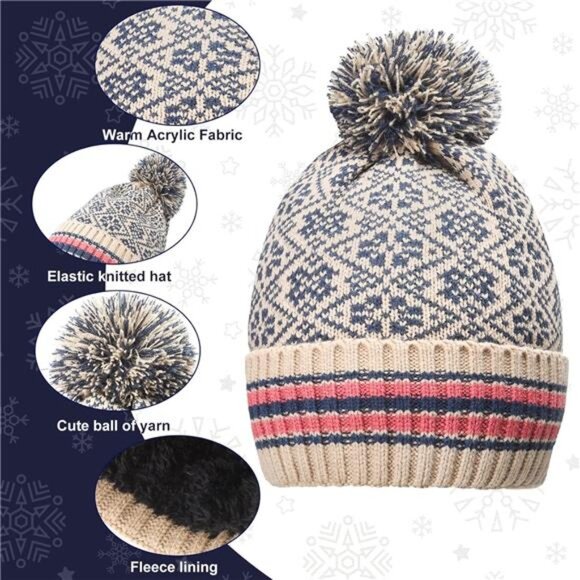 5 in 1 Women Winter Knitted Beanie Hat‎ Scarf Gloves Socks Earmuff Set Soft Warm - Picture 4 of 8